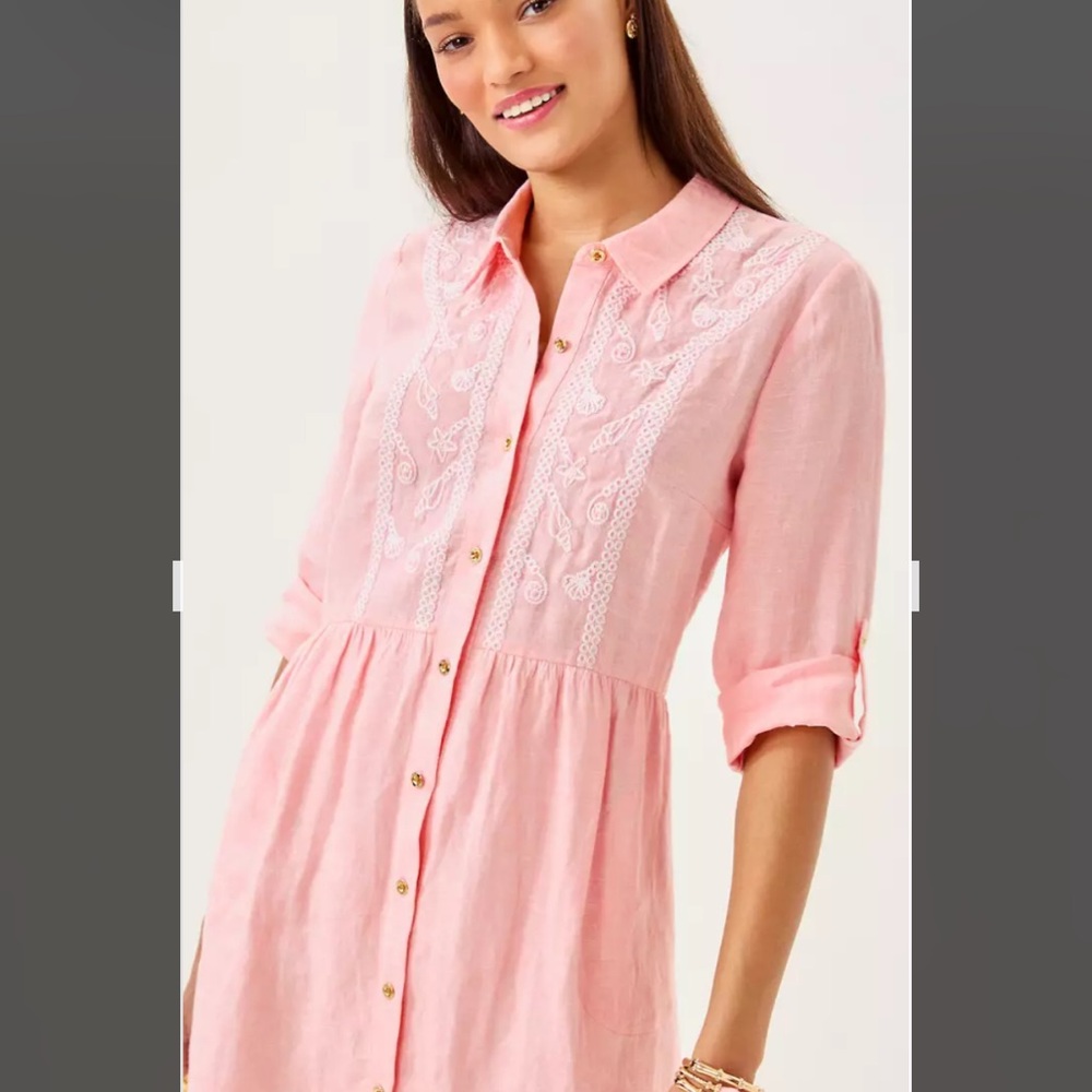 Lilly Pulitzer Shaela Light Pink Linen Dress; Size Small